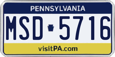 PA license plate MSD5716