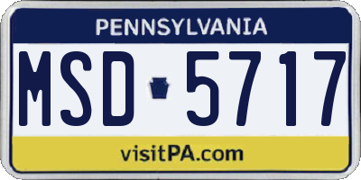 PA license plate MSD5717