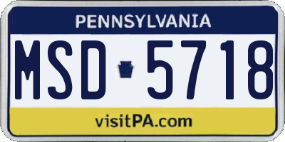 PA license plate MSD5718