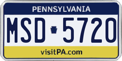 PA license plate MSD5720