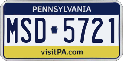 PA license plate MSD5721