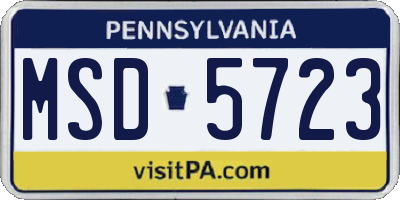 PA license plate MSD5723