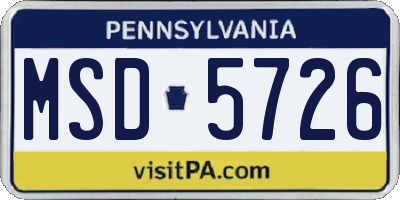 PA license plate MSD5726