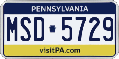 PA license plate MSD5729
