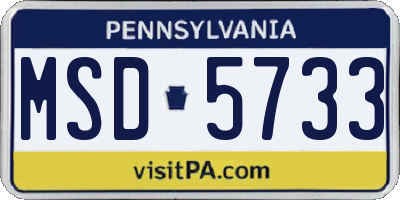 PA license plate MSD5733