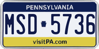 PA license plate MSD5736