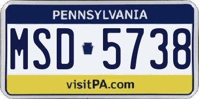 PA license plate MSD5738
