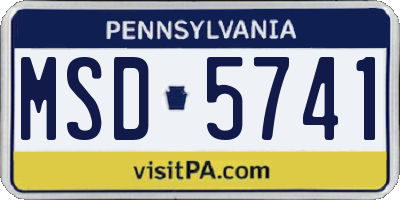 PA license plate MSD5741