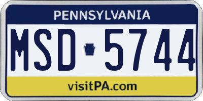PA license plate MSD5744