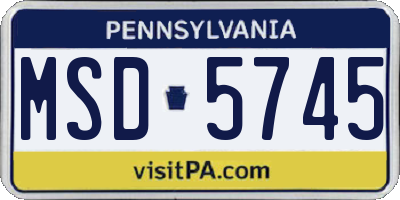 PA license plate MSD5745