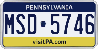 PA license plate MSD5746