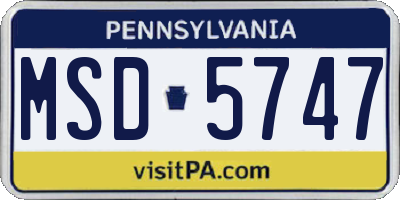 PA license plate MSD5747
