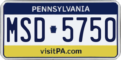 PA license plate MSD5750