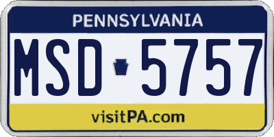 PA license plate MSD5757