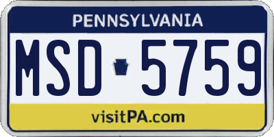 PA license plate MSD5759