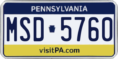 PA license plate MSD5760