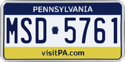 PA license plate MSD5761