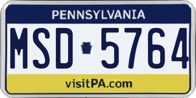 PA license plate MSD5764