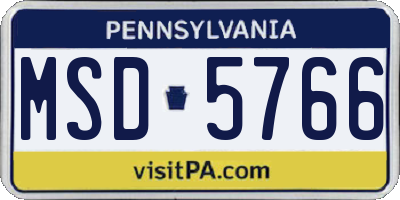 PA license plate MSD5766