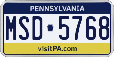PA license plate MSD5768