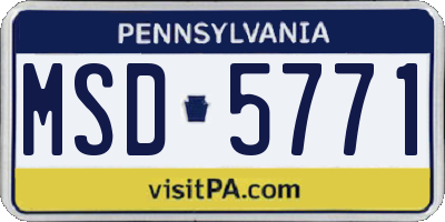 PA license plate MSD5771