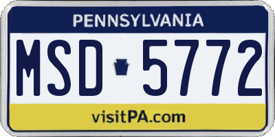 PA license plate MSD5772