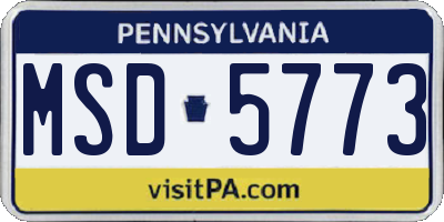 PA license plate MSD5773