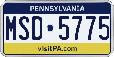 PA license plate MSD5775