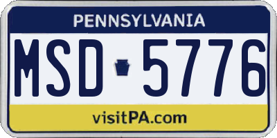 PA license plate MSD5776
