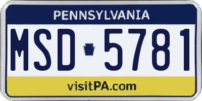 PA license plate MSD5781