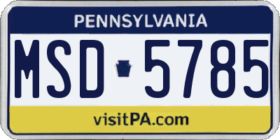 PA license plate MSD5785
