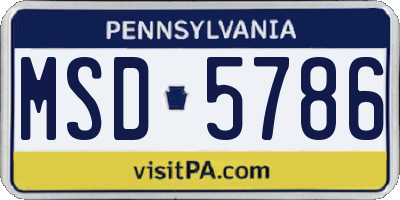 PA license plate MSD5786
