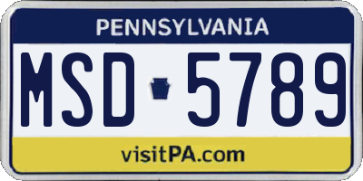 PA license plate MSD5789