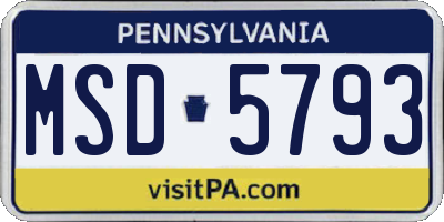PA license plate MSD5793