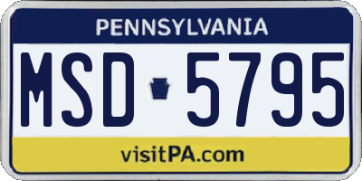 PA license plate MSD5795