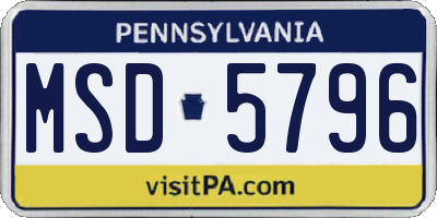 PA license plate MSD5796