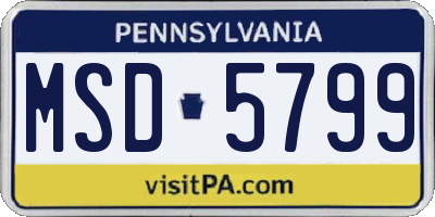 PA license plate MSD5799
