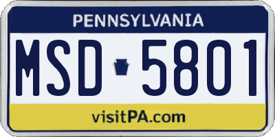 PA license plate MSD5801