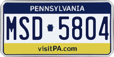 PA license plate MSD5804