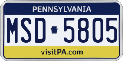 PA license plate MSD5805