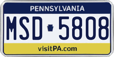PA license plate MSD5808