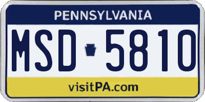 PA license plate MSD5810