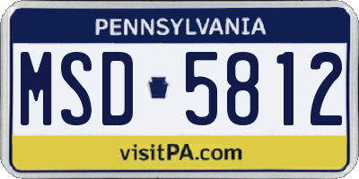 PA license plate MSD5812