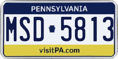 PA license plate MSD5813