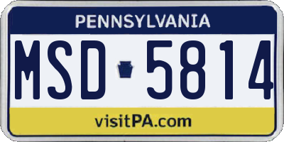 PA license plate MSD5814