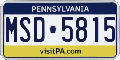 PA license plate MSD5815
