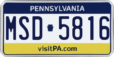 PA license plate MSD5816