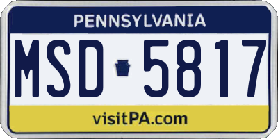 PA license plate MSD5817