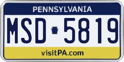 PA license plate MSD5819