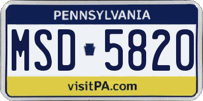 PA license plate MSD5820